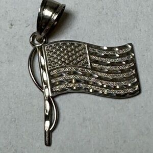 Sterling Silver 925 God Bless America Flag